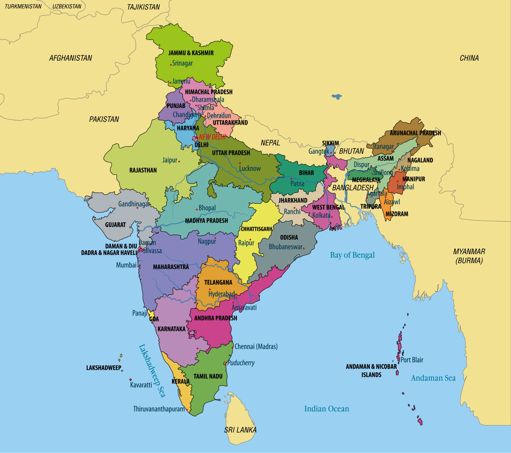 neighbouring-countries-of-india-know-all-countries-sharing-land-or