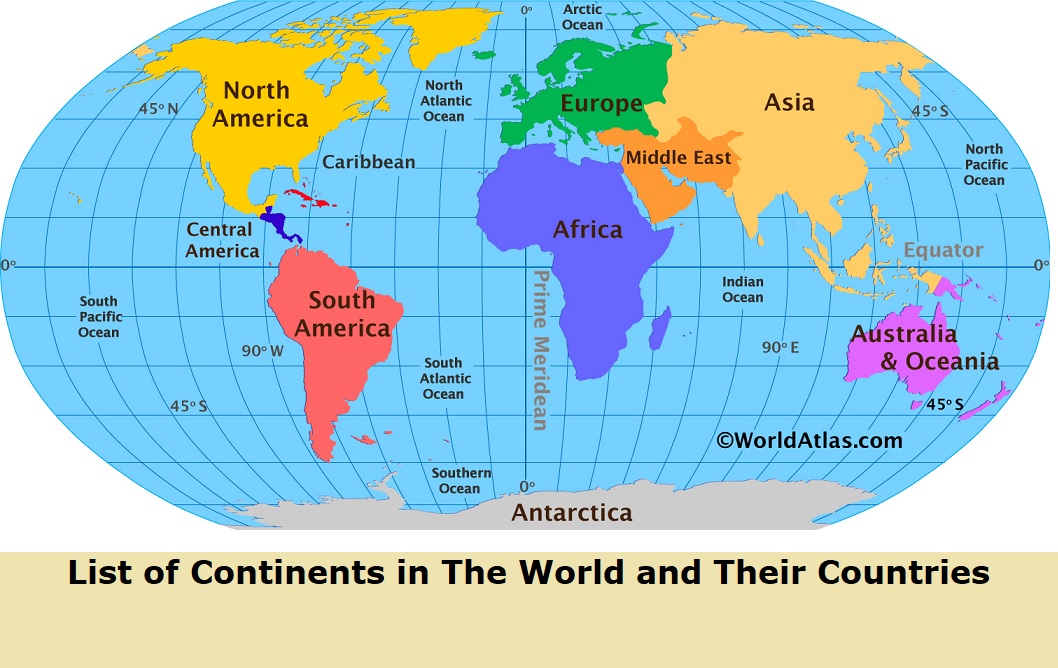 List Of Continents In The World And Their Countries  