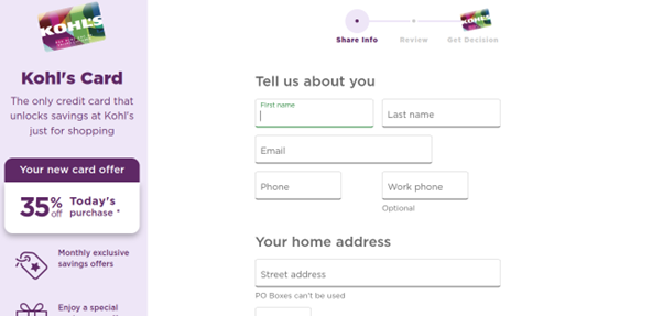 kohls credit card apply over phone