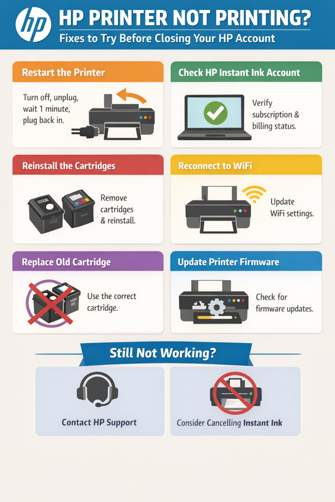 HP Printer Showing Full Ink but Not Printing
