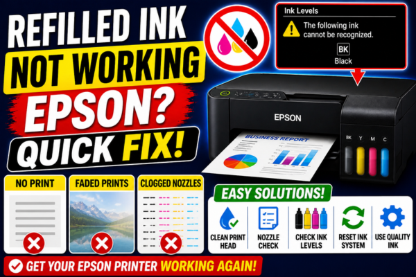 refilled ink not working epson printer